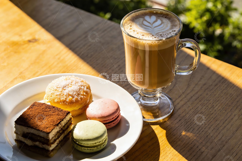 高清大图下载【趣麦麦图】咖啡甜点午后时光