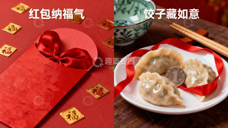 高清大图下载【趣麦麦图】红包饺子迎新春