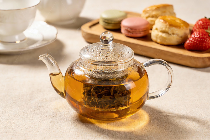 高清大图下载【趣麦麦图】玻璃茶壶与下午茶点心