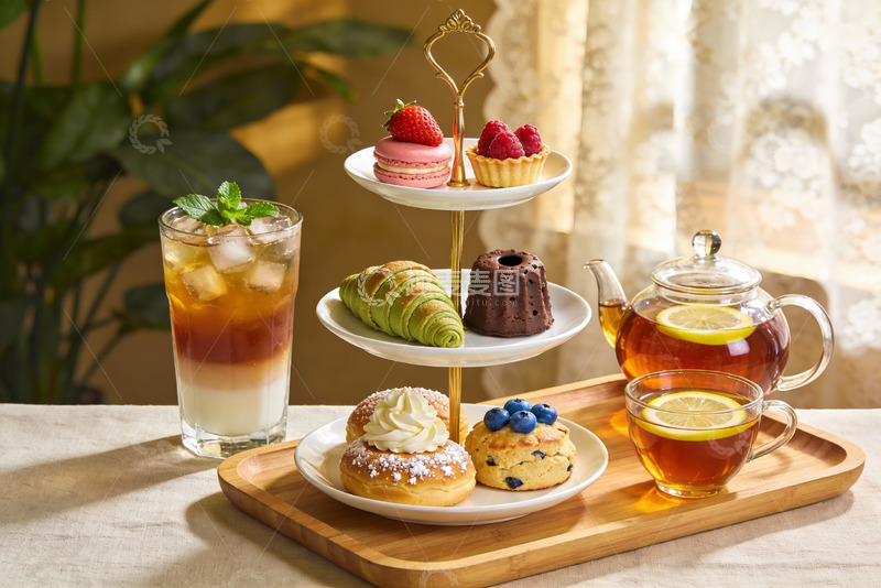 高清大图下载【趣麦麦图】精致下午茶甜点与饮品