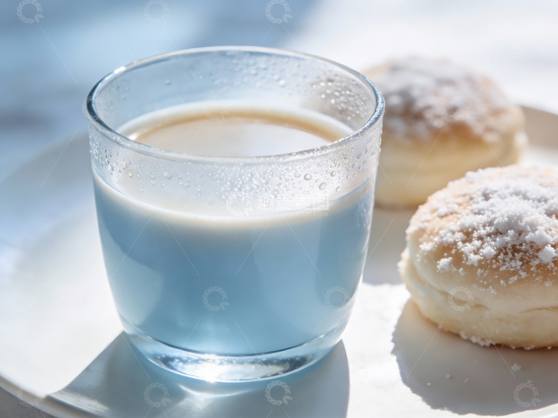 高清大图下载【趣麦麦图】蓝色饮品与糖霜面包
