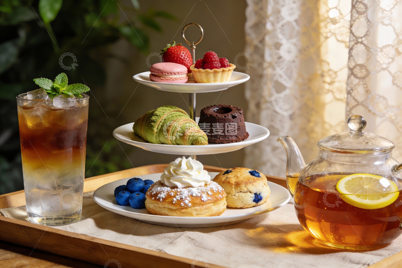 高清大图下载【趣麦麦图】精致下午茶甜点与饮品