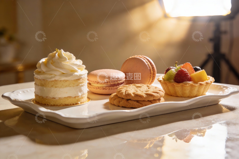 高清大图下载【趣麦麦图】精致甜点摆盘光影效果