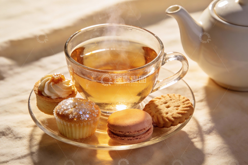 高清大图下载【趣麦麦图】热茶与甜点的温馨午后