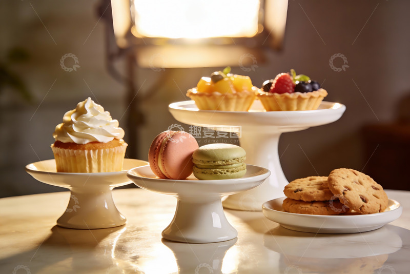 高清大图下载【趣麦麦图】精致甜点摆盘光影效果