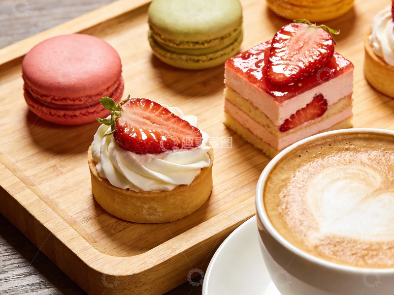 高清大图下载【趣麦麦图】草莓甜点与咖啡摆盘