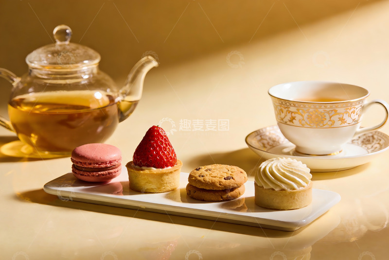 高清大图下载【趣麦麦图】精致下午茶点心与茶具