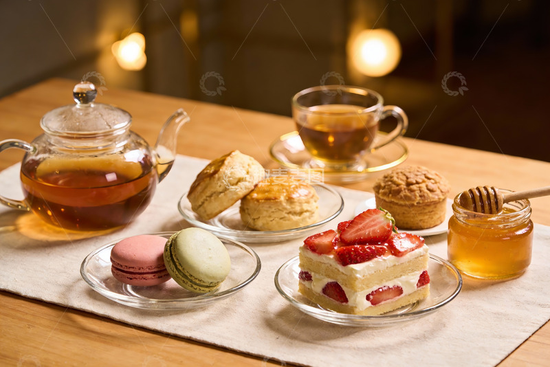 高清大图下载【趣麦麦图】温馨下午茶时光甜点与茶具