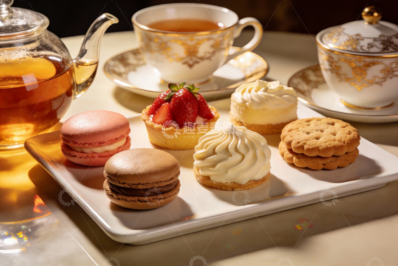 高清大图下载【趣麦麦图】精致下午茶甜点与茶具
