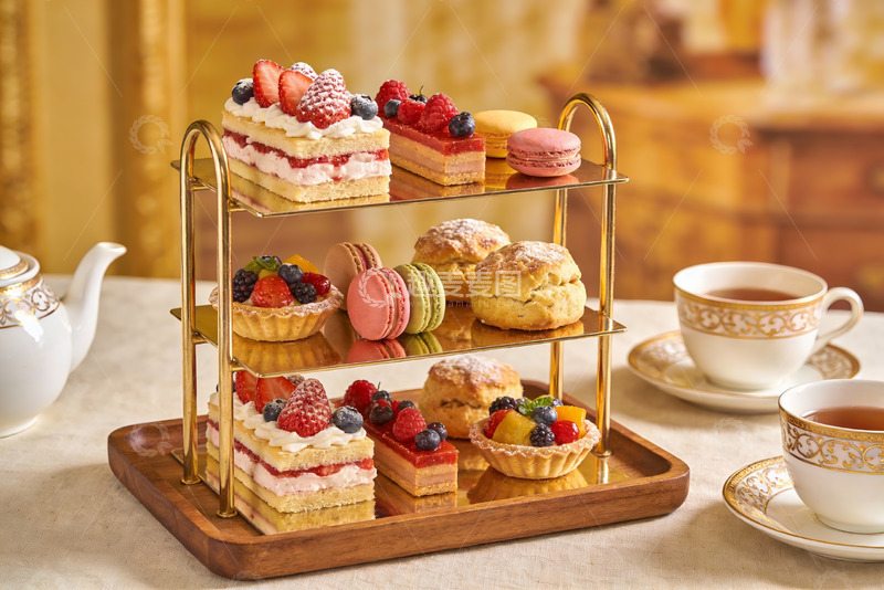 高清大图下载【趣麦麦图】三层甜点架摆满精致下午茶