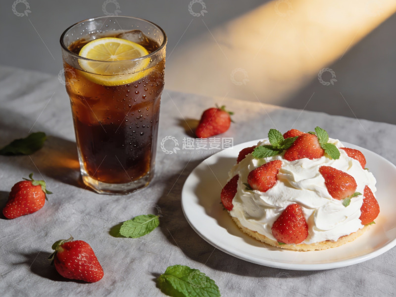 高清大图下载【趣麦麦图】草莓甜点配冰饮