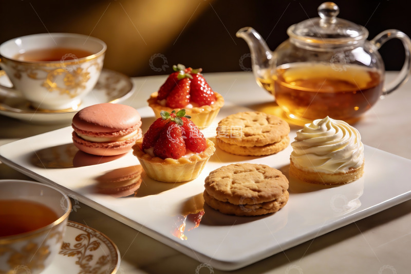 高清大图下载【趣麦麦图】精致下午茶点心与茶具