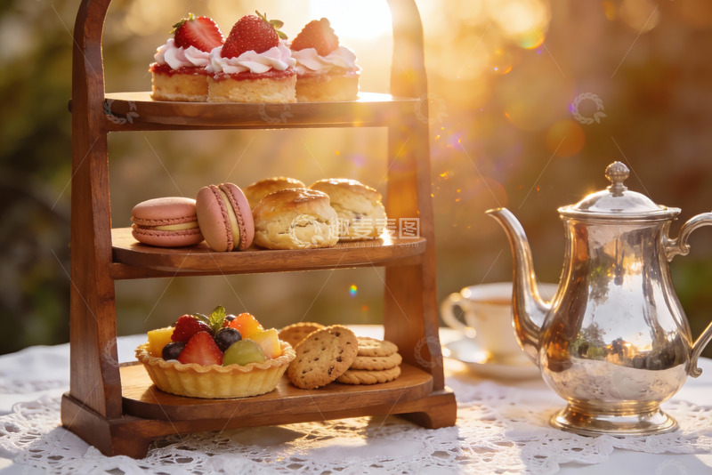高清大图下载【趣麦麦图】午后阳光下的精致下午茶