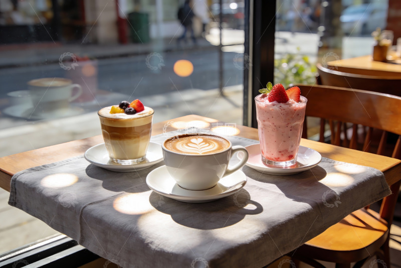 高清大图下载【趣麦麦图】咖啡与奶昔的阳光下午茶