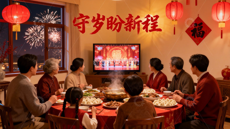 高清大图下载【趣麦麦图】春节家庭聚餐欢庆新年