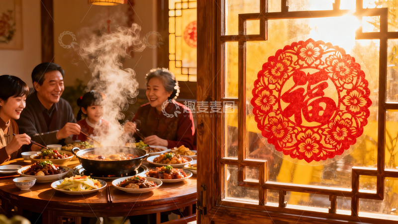 高清大图下载【趣麦麦图】家庭聚餐温馨场景