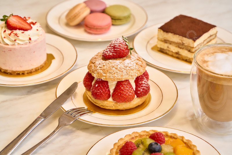 高清大图下载【趣麦麦图】精致甜品与咖啡摆盘