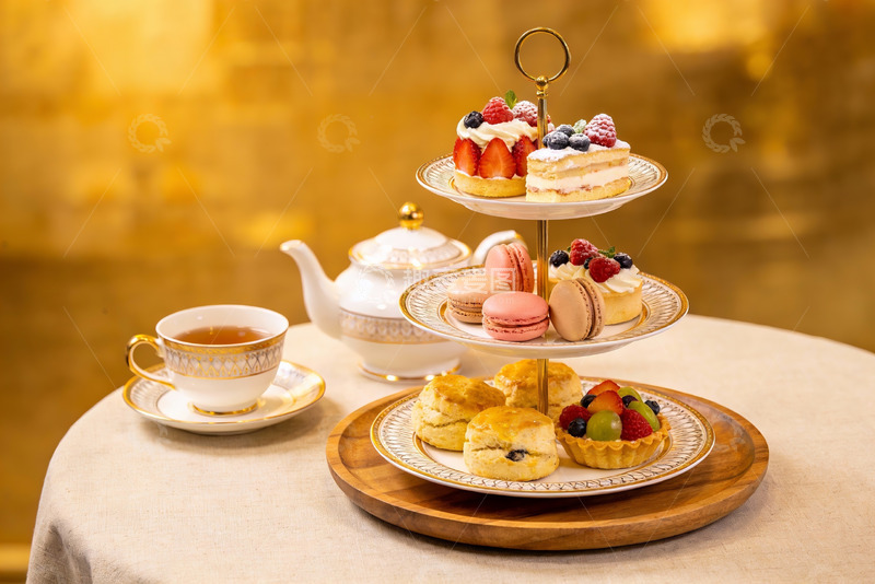 高清大图下载【趣麦麦图】精致下午茶甜点与茶具摆盘