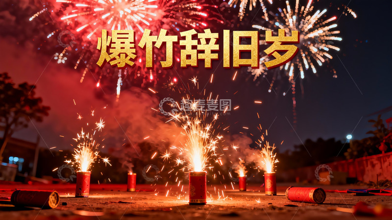 高清大图下载【趣麦麦图】夜空烟花绽放辞旧迎新