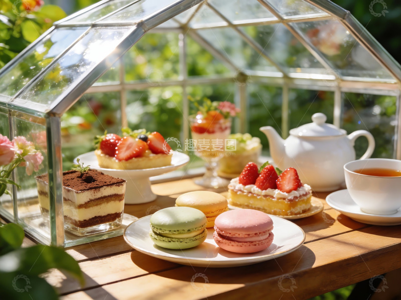 高清大图下载【趣麦麦图】阳光温室下午茶甜点