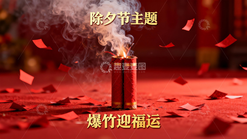 高清大图下载【趣麦麦图】除夕爆竹迎福场景