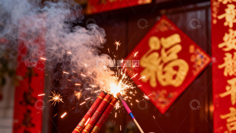 高清大图下载【趣麦麦图】烟花绽放迎新春