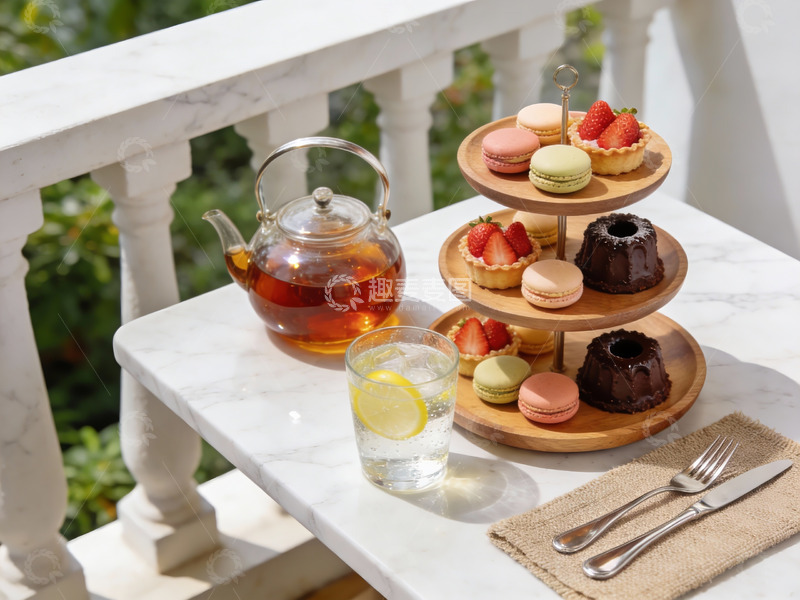 高清大图下载【趣麦麦图】阳台下午茶甜点与茶香