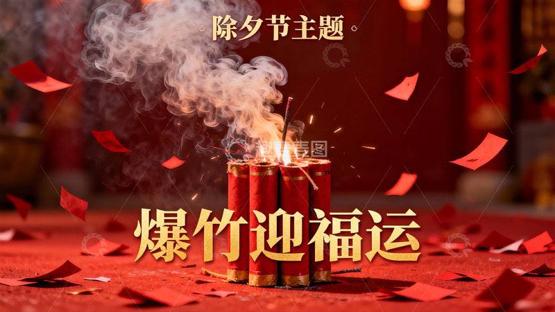 高清大图下载【趣麦麦图】除夕爆竹迎福运