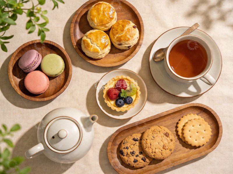 高清大图下载【趣麦麦图】精致下午茶点心与茶具摆拍