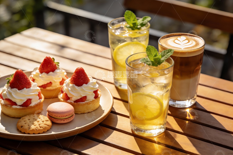 高清大图下载【趣麦麦图】阳光下午茶甜点与饮品
