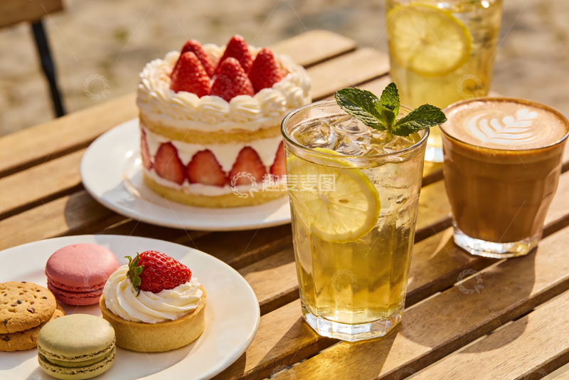 高清大图下载【趣麦麦图】户外甜品饮品组合特写