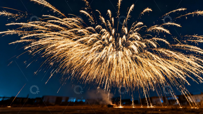 高清大图下载【趣麦麦图】夜空烟花绽放绚丽景象