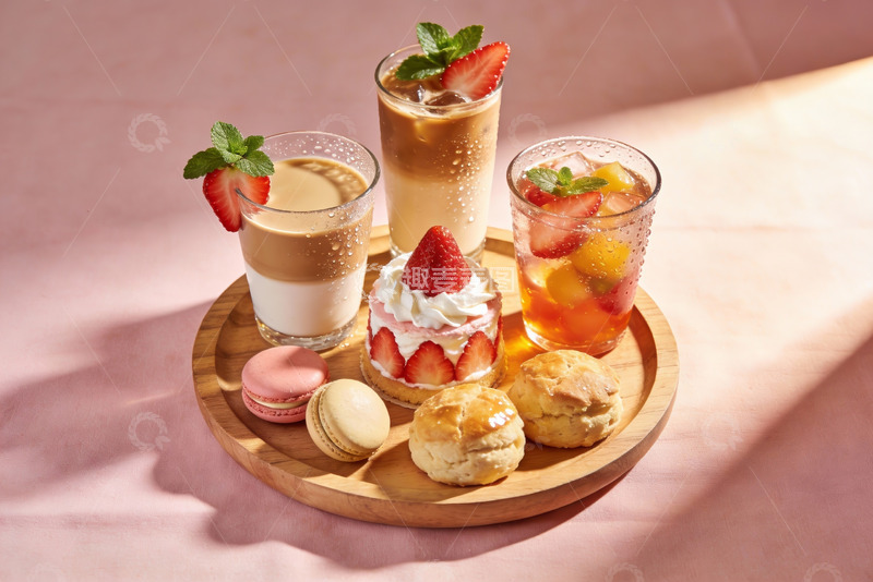 高清大图下载【趣麦麦图】草莓甜品饮品摆盘