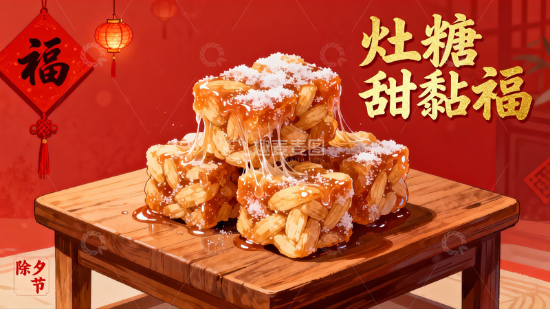 高清大图下载【趣麦麦图】除夕灶糖甜蜜诱人