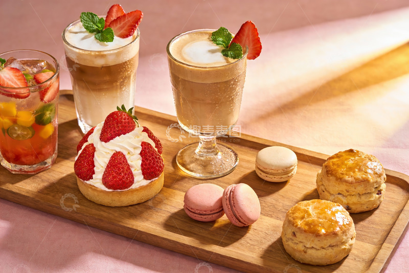 高清大图下载【趣麦麦图】草莓甜点饮品精美摆盘