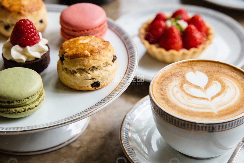 高清大图下载【趣麦麦图】下午茶甜点与咖啡