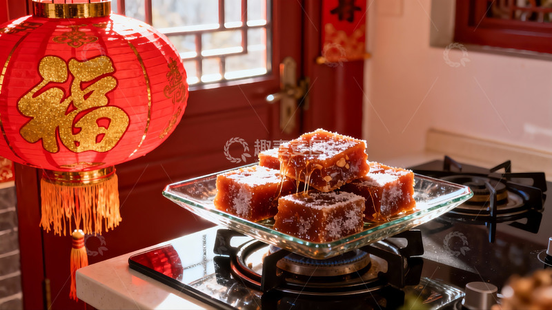 高清大图下载【趣麦麦图】中式灯笼旁的糖糕美食