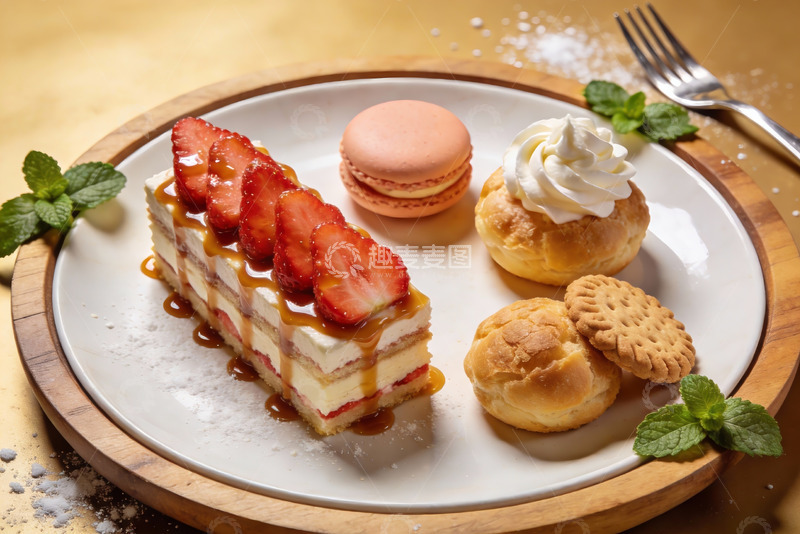 高清大图下载【趣麦麦图】精致甜点拼盘包含蛋糕与糕点