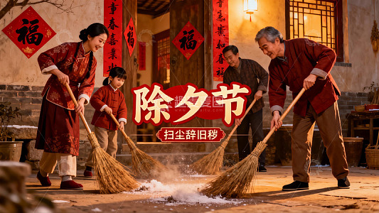 除夕节扫尘旧岁迎新春