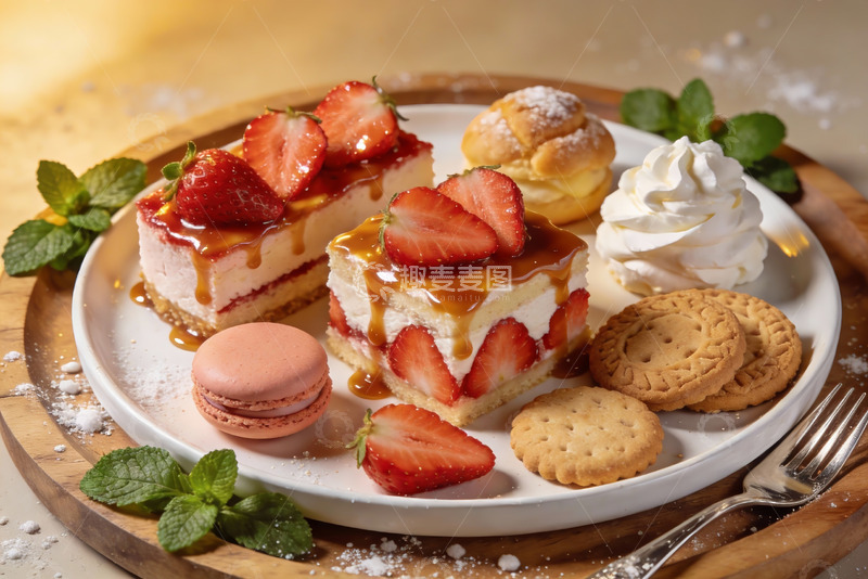 高清大图下载【趣麦麦图】草莓甜点拼盘精致诱人