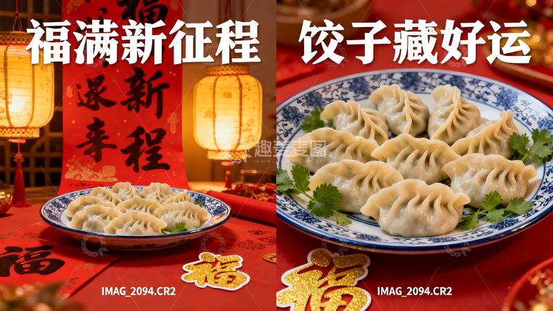 高清大图下载【趣麦麦图】春节饺子寓意好运