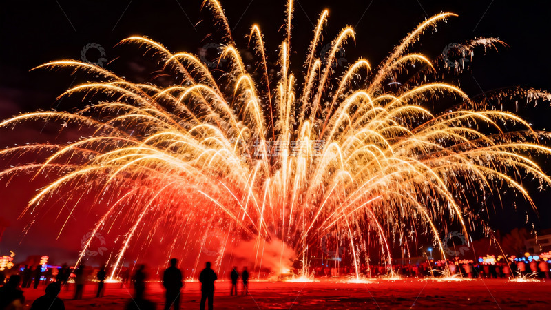 高清大图下载【趣麦麦图】夜空中绽放的绚丽烟花秀