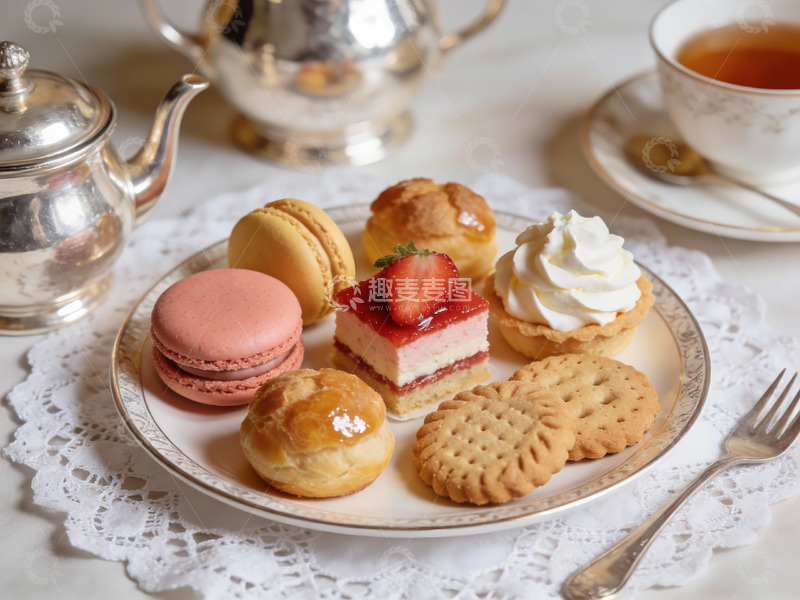 高清大图下载【趣麦麦图】精致下午茶甜点与茶具