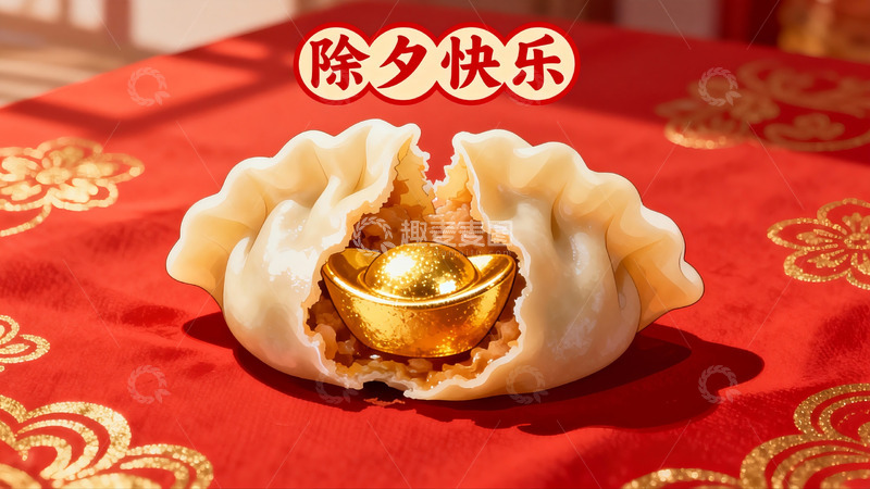 高清大图下载【趣麦麦图】饺子藏金元宝迎新春