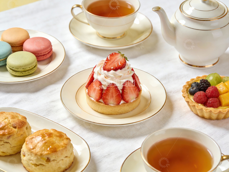高清大图下载【趣麦麦图】精致下午茶甜点与茶具摆盘