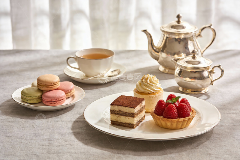 高清大图下载【趣麦麦图】精致下午茶甜点与茶具摆拍