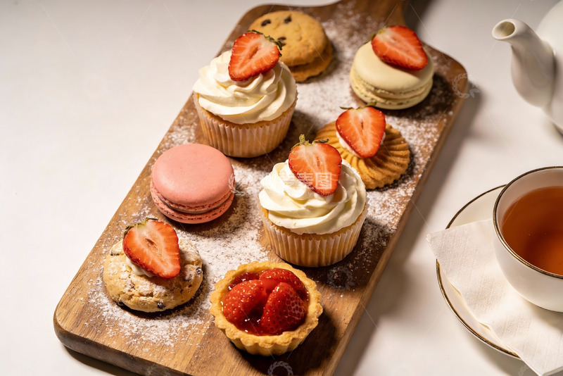 高清大图下载【趣麦麦图】精致甜点与红茶摆盘