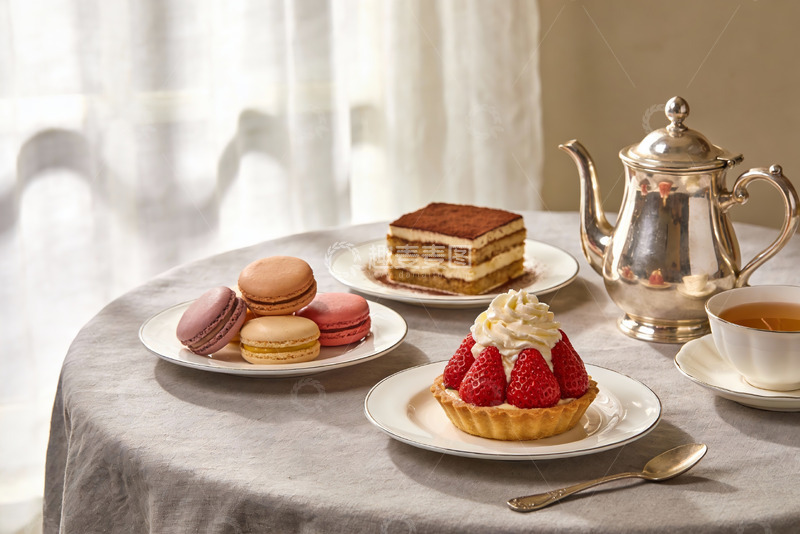高清大图下载【趣麦麦图】精致下午茶甜点与茶具摆盘