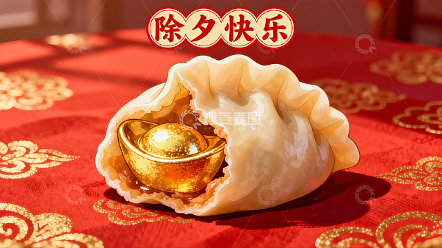 饺子藏金元宝寓意新年发财