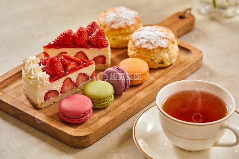 高清大图下载【趣麦麦图】草莓甜点与红茶下午茶